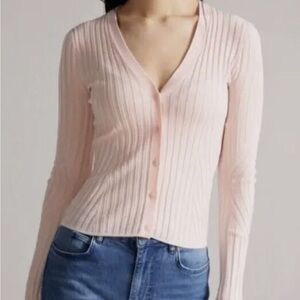 Ted Baker - Ilanga Baby Pink Ribbed V-neck Button Up Cardigan - lightly worn